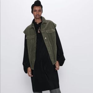 Zara Corduroy Oversized Sleeveless Jacket